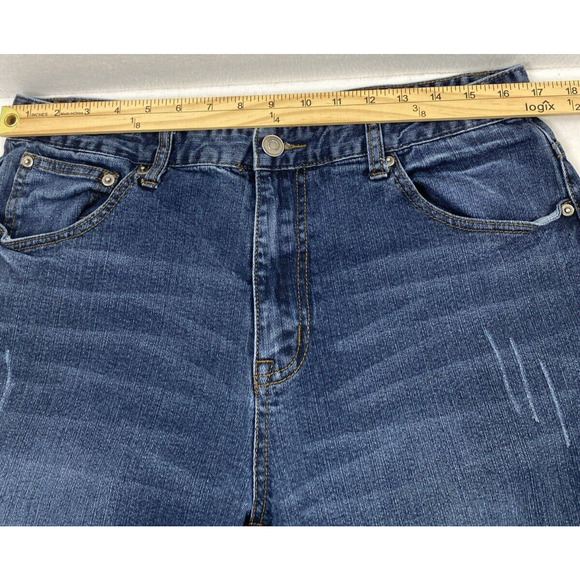 Carbon Jeans Mens 34 x 29 Blue Dark Wash Denim Relaxed Straight Flex Casual - Picture 6 of 14